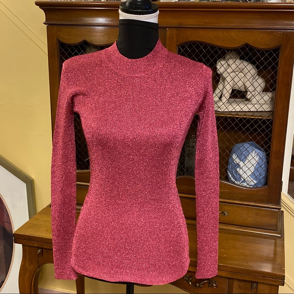 ❤️Dodo Bar Or New Fuschia Xenia Ribbed Crew Metallic Sweater.
